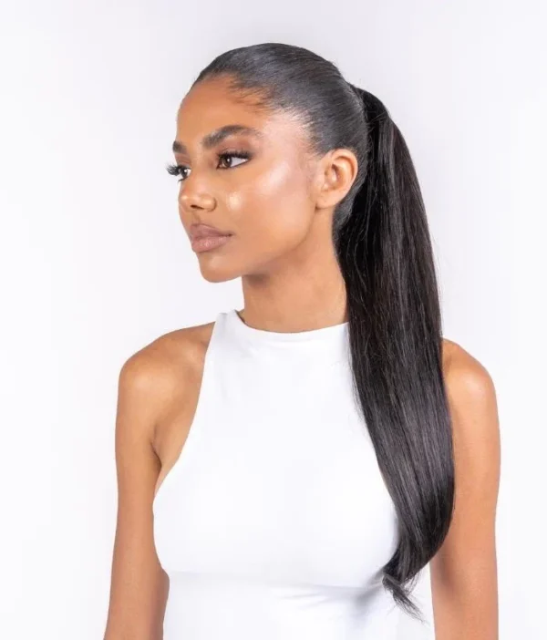 Classic Straight Up Wrap Around Ponytail