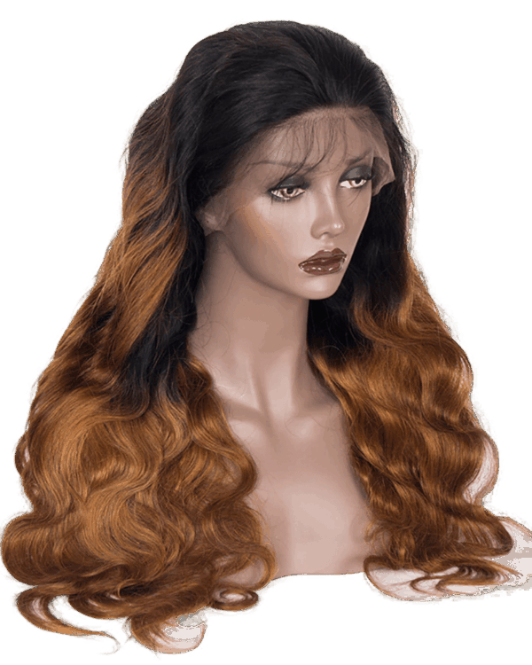 Ombre Remy Human Hair Body Wave Hair 360 Lace Frontal Wig 1B/30 Color