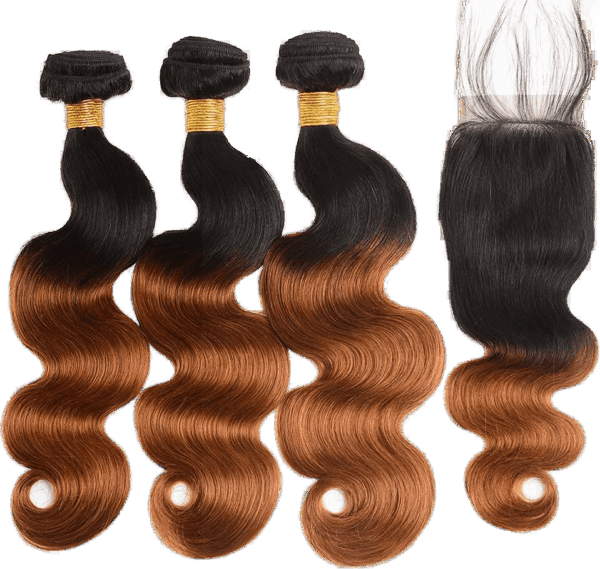 Ombre Body Wave Bundles With Closure Brazilian Human Hair Ombre Bundles With Closure 100% Unprocessed Virgin Human Hair