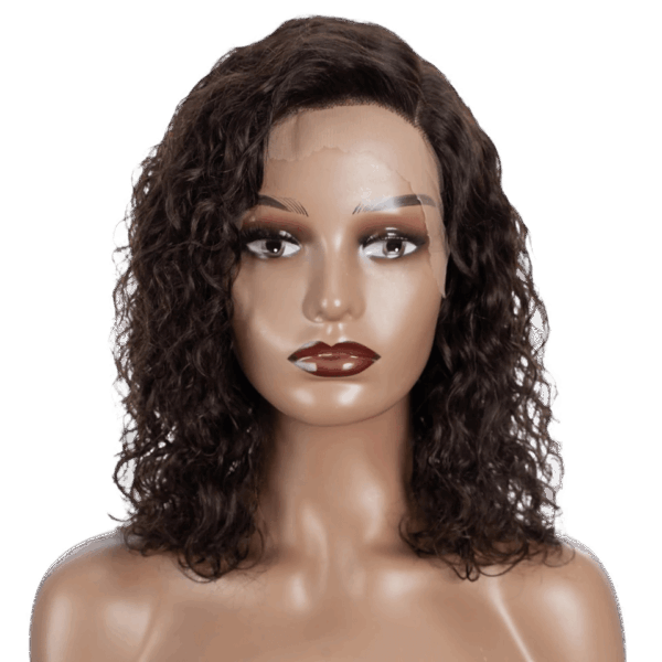 Short Curly Human Hair Wigs For Women Water Wave 13X6X1 Natural Black Lace Front Wigs Left Side LACE Remy Brazilian Hair Wigs